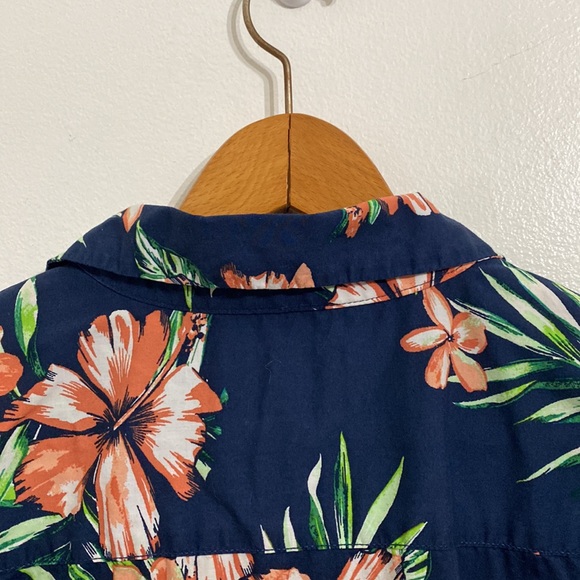 Aeropostale Mens Hawaiin Shirt Medium Tropical Floral Button Up Short Sleeve - Picture 5 of 11